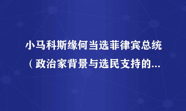 小马科斯缘何当选菲律宾总统（政治家背景与选民支持的关键因素）