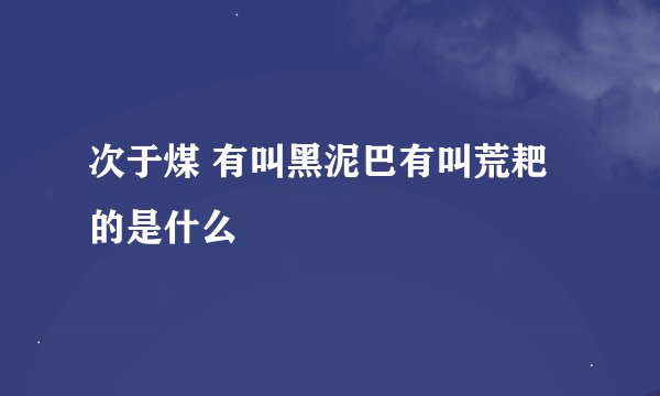 次于煤 有叫黑泥巴有叫荒耙的是什么