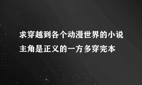 求穿越到各个动漫世界的小说主角是正义的一方多穿完本