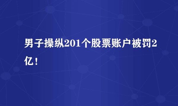 男子操纵201个股票账户被罚2亿！