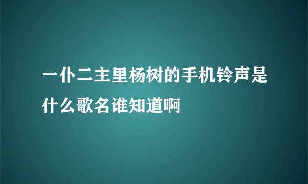 一仆二主里杨树的手机铃声是什么歌名谁知道啊