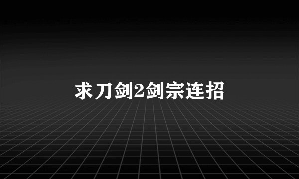 求刀剑2剑宗连招