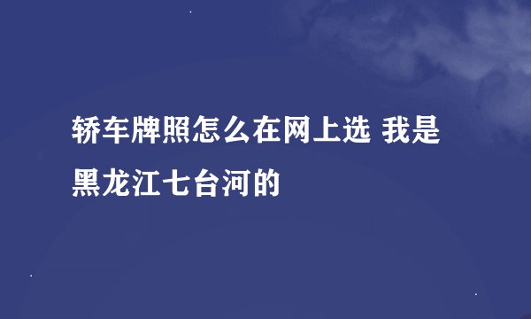 轿车牌照怎么在网上选 我是黑龙江七台河的