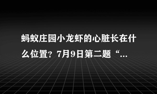 蚂蚁庄园小龙虾的心脏长在什么位置？7月9日第二题“夜宵霸主”的心脏答案
