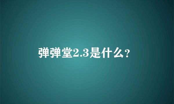 弹弹堂2.3是什么？
