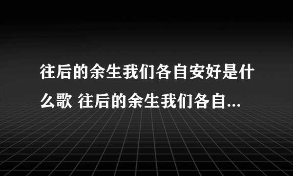 往后的余生我们各自安好是什么歌 往后的余生我们各自安好歌词