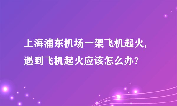上海浦东机场一架飞机起火,遇到飞机起火应该怎么办?