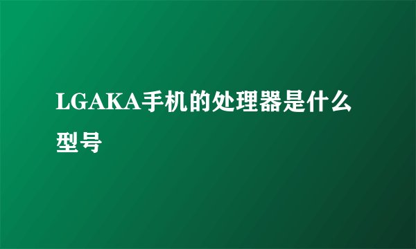LGAKA手机的处理器是什么型号