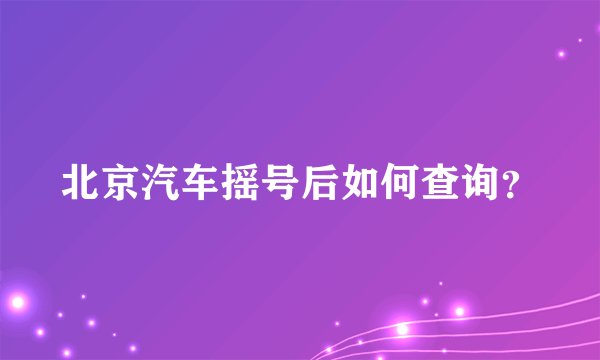 北京汽车摇号后如何查询？