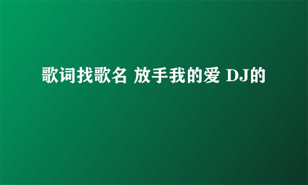 歌词找歌名 放手我的爱 DJ的