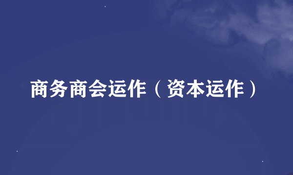 商务商会运作（资本运作）