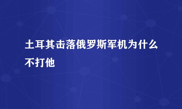 土耳其击落俄罗斯军机为什么不打他