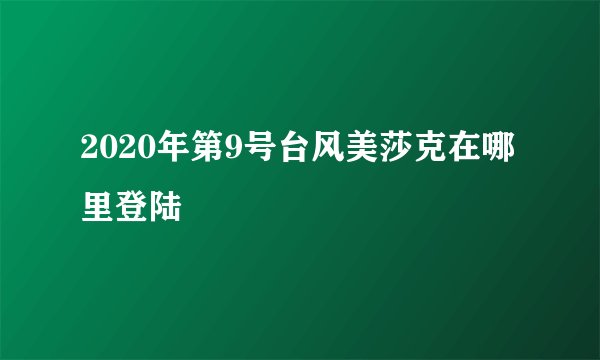 2020年第9号台风美莎克在哪里登陆