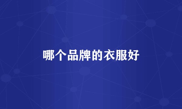 哪个品牌的衣服好
