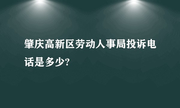 肇庆高新区劳动人事局投诉电话是多少?