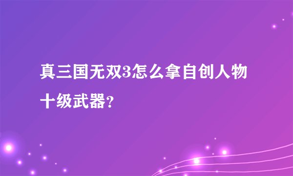 真三国无双3怎么拿自创人物十级武器？