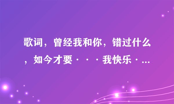 歌词，曾经我和你，错过什么，如今才要···我快乐··那个坦白的晚上。是什么歌？