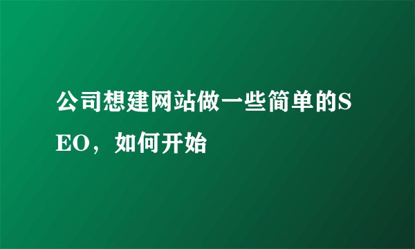 公司想建网站做一些简单的SEO，如何开始