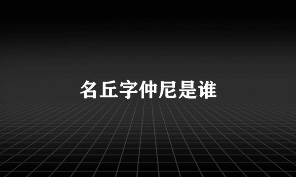 名丘字仲尼是谁