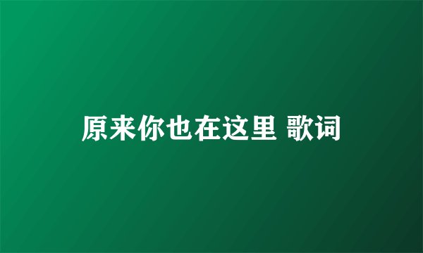 原来你也在这里 歌词