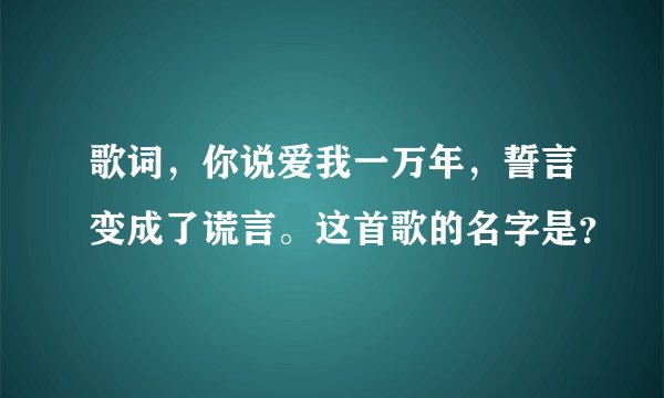 歌词,你说爱我一万年,誓言变成了谎言。这首歌的名字是?