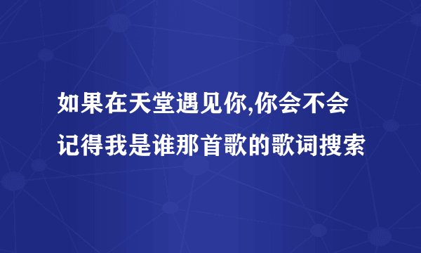 如果在天堂遇见你,你会不会记得我是谁那首歌的歌词搜索