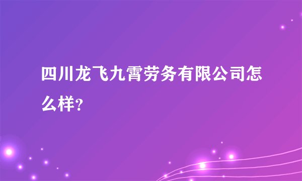 四川龙飞九霄劳务有限公司怎么样？