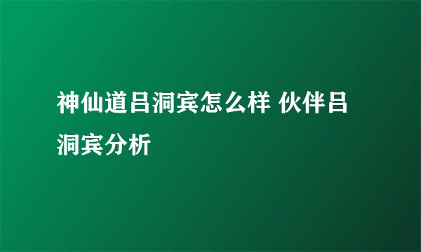 神仙道吕洞宾怎么样 伙伴吕洞宾分析
