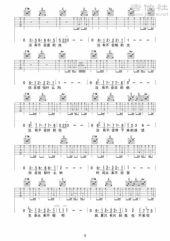 苏打绿《你在烦恼什么》吉他谱六线谱