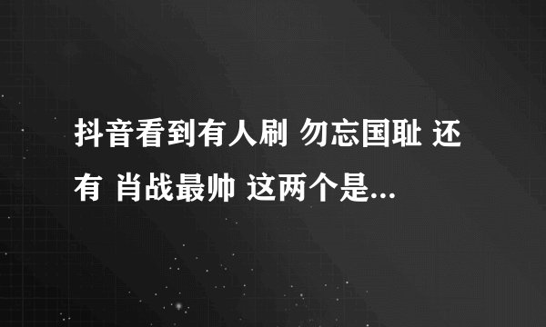 抖音看到有人刷 勿忘国耻 还有 肖战最帅 这两个是什么梗？