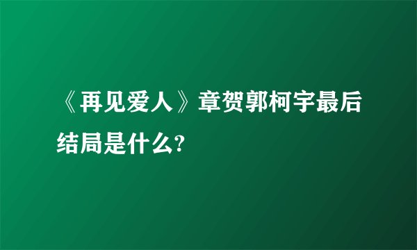 《再见爱人》章贺郭柯宇最后结局是什么?