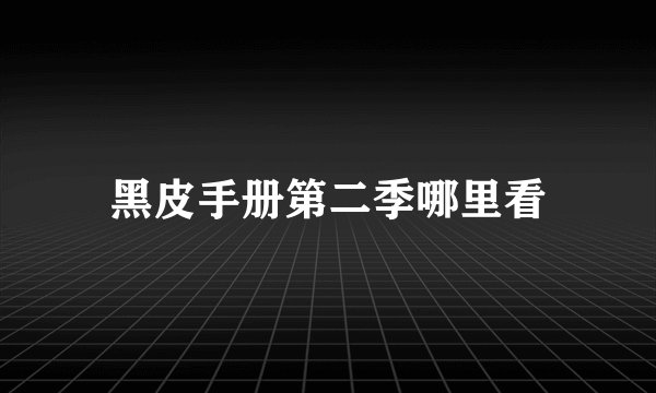 黑皮手册第二季哪里看