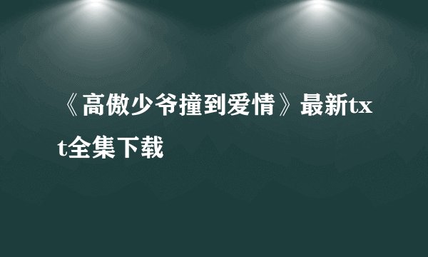 《高傲少爷撞到爱情》最新txt全集下载