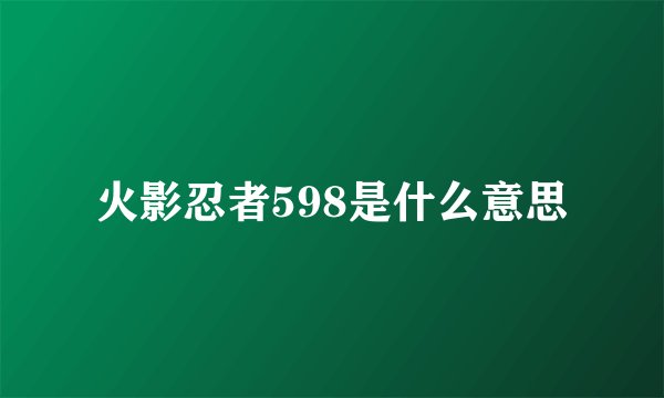 火影忍者598是什么意思