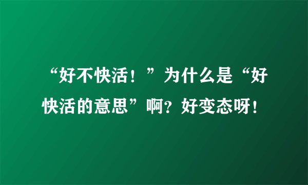 “好不快活！”为什么是“好快活的意思”啊？好变态呀！