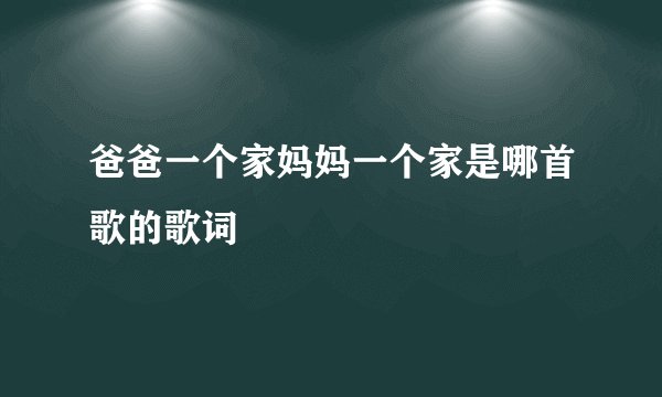 爸爸一个家妈妈一个家是哪首歌的歌词