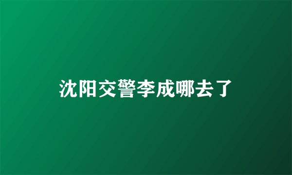 沈阳交警李成哪去了