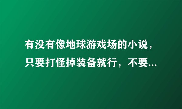 有没有像地球游戏场的小说，只要打怪掉装备就行，不要网游不要神魔系统，神魔养殖场。