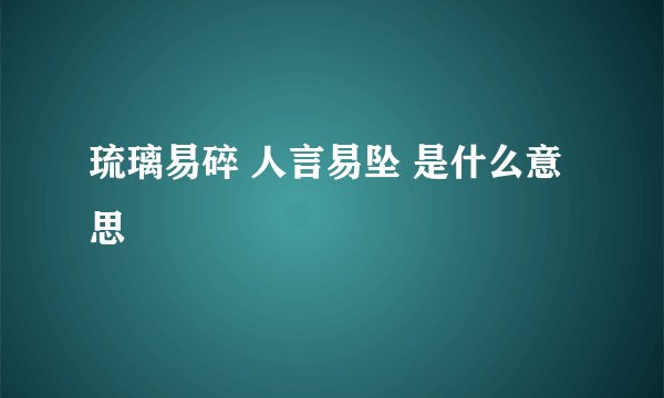琉璃易碎 人言易坠 是什么意思