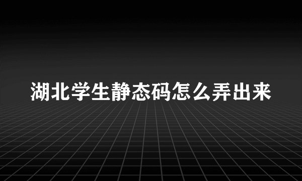 湖北学生静态码怎么弄出来