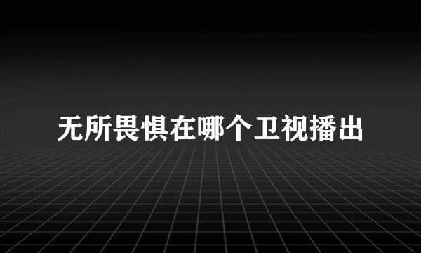 无所畏惧在哪个卫视播出
