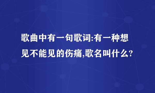 歌曲中有一句歌词:有一种想见不能见的伤痛,歌名叫什么?