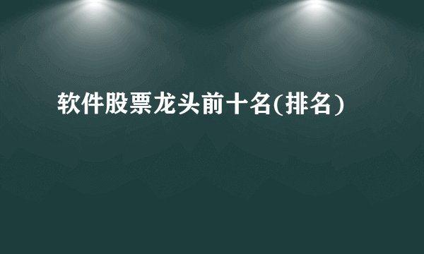 软件股票龙头前十名(排名)