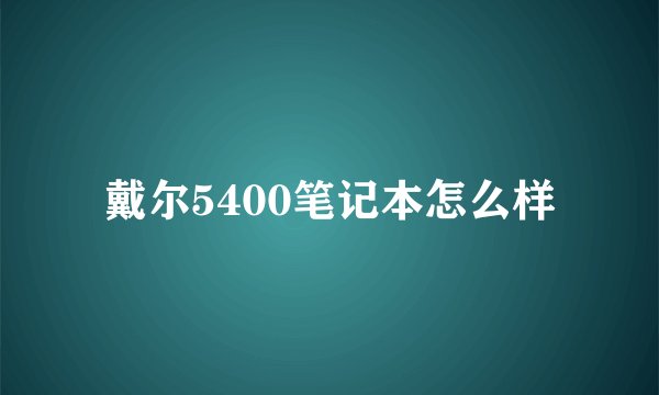 戴尔5400笔记本怎么样