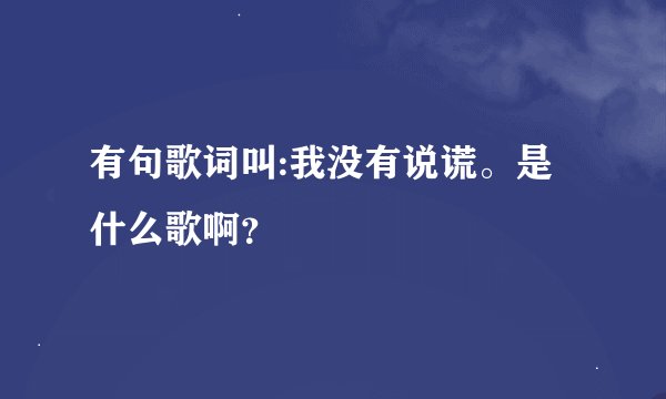有句歌词叫:我没有说谎。是什么歌啊？