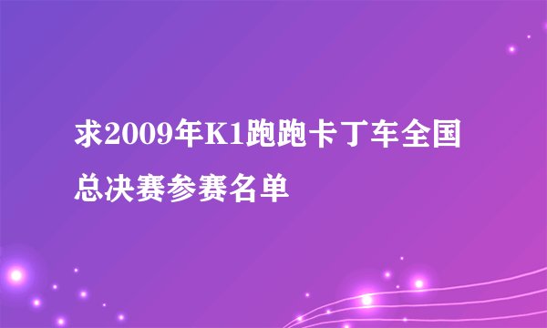 求2009年K1跑跑卡丁车全国总决赛参赛名单