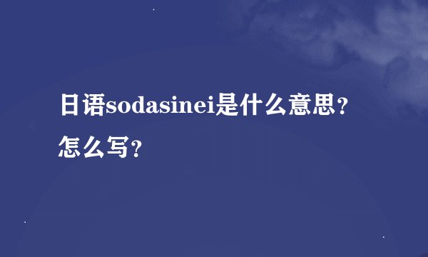 日语sodasinei是什么意思？怎么写？
