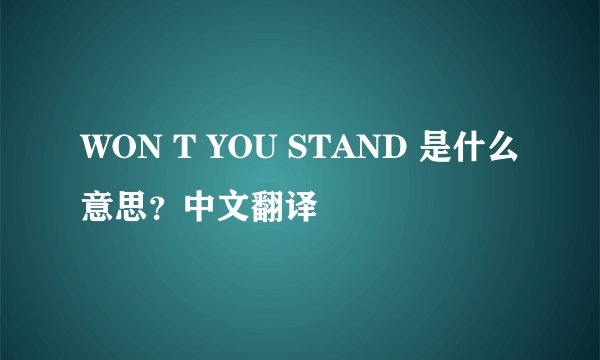 WON T YOU STAND 是什么意思？中文翻译