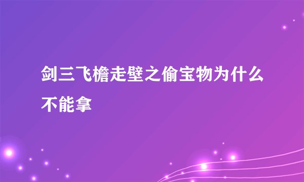 剑三飞檐走壁之偷宝物为什么不能拿