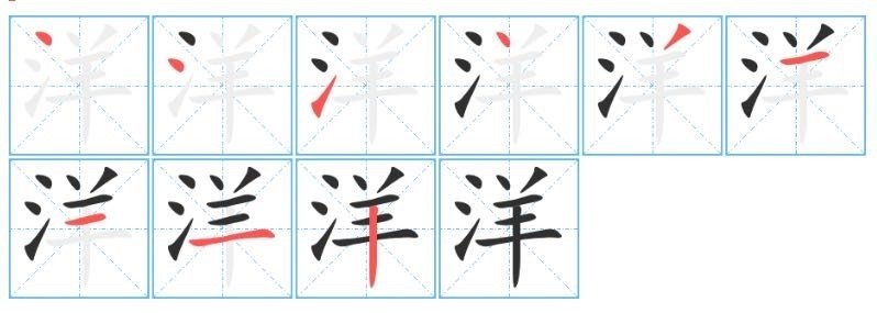 海洋的洋的笔顺